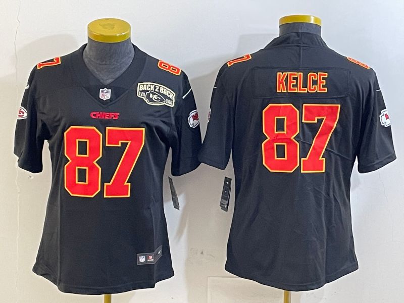 Women Kansas City Chiefs 87 Kelce Black 2025 Nike Vapor Limited NFL Jersey style 2094
